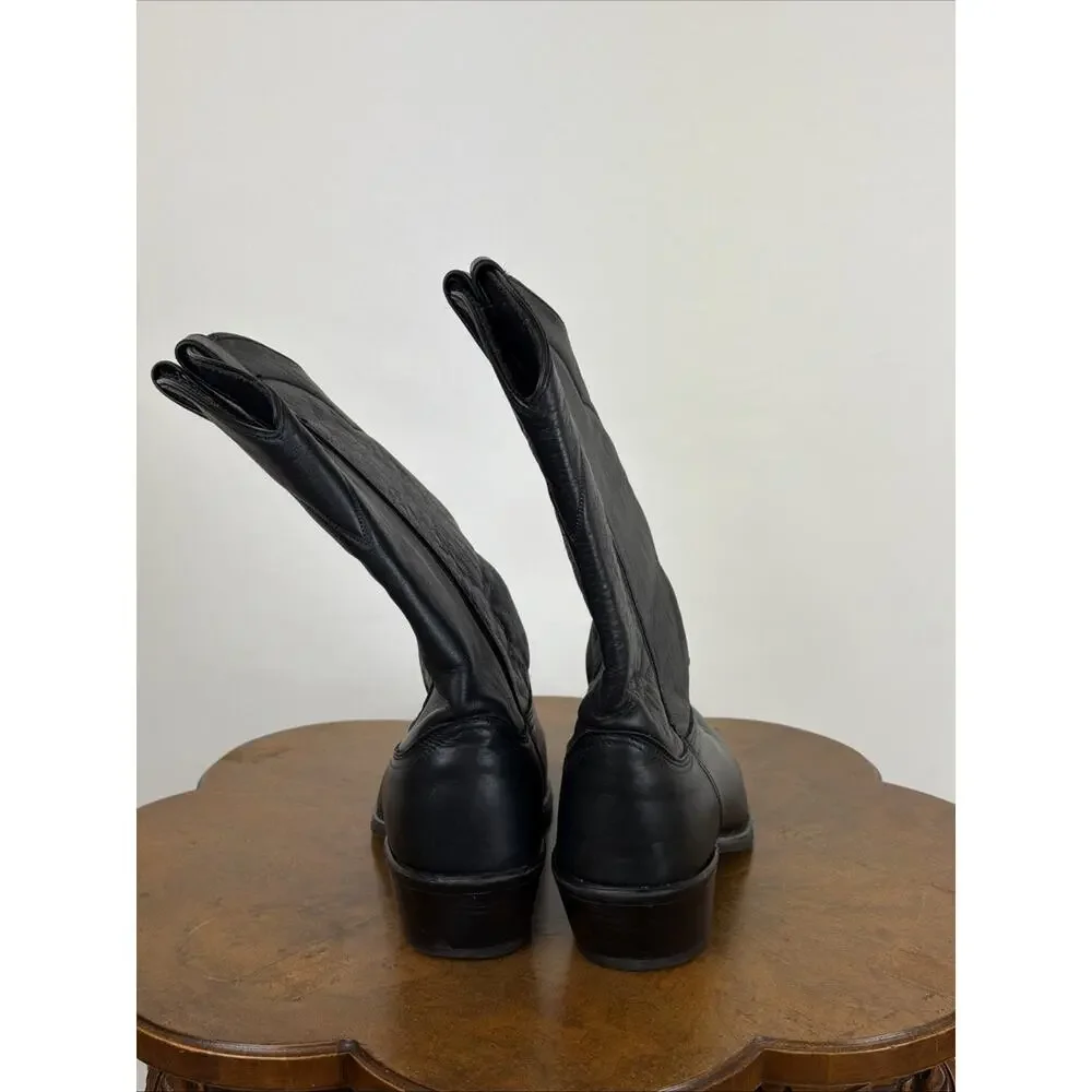 Abilene Black Leather Western Boots Padded Shaft Toe Stitching Men's 9.5D USA
